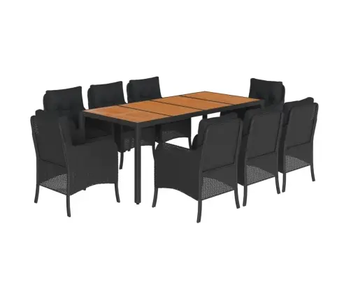 Sodo Komplektas Su Pagalvėlėmis, 9 Dalių, Juodas, Poliratanas