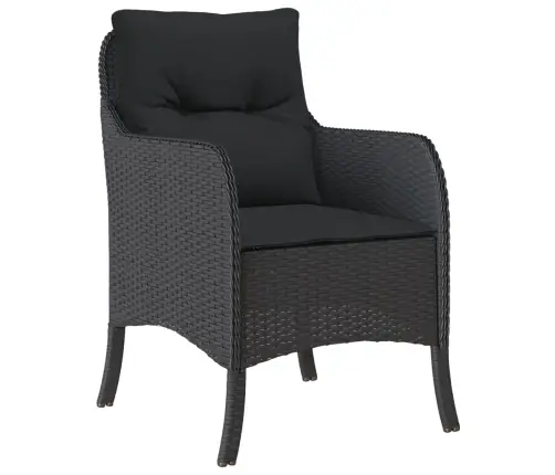 Sodo Komplektas Su Pagalvėlėmis, 9 Dalių, Juodas, Poliratanas