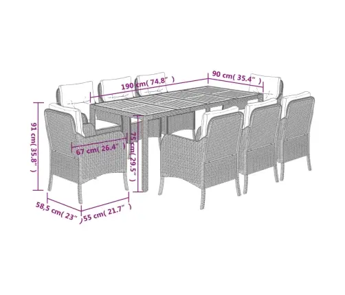 Sodo Komplektas Su Pagalvėlėmis, 9 Dalių, Juodas, Poliratanas