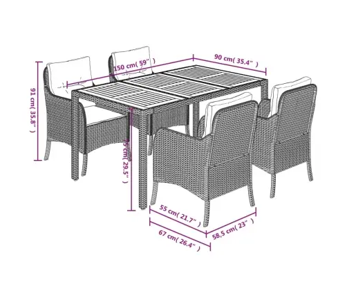 5-Daļīgs Dārza Mēbeļu Komplekts, Matrači, Pelēka Pe Rotangpalma Vidaxl