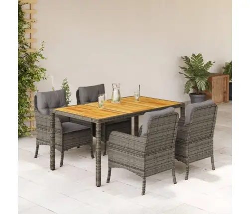 5-Daļīgs Dārza Mēbeļu Komplekts, Matrači, Pelēka Pe Rotangpalma Vidaxl