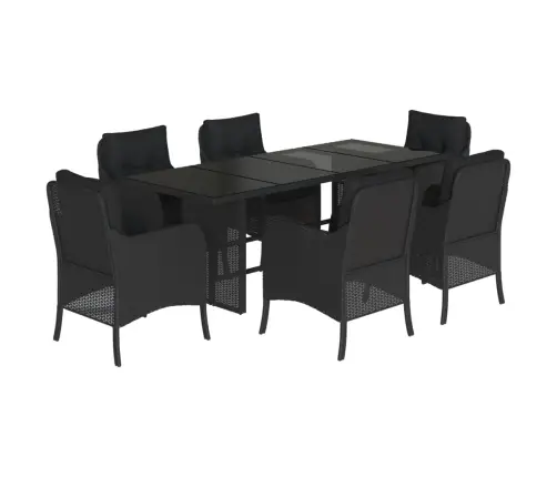 7-Osaline Aiamööblikomplekt Patjadega, Must, Polürotang