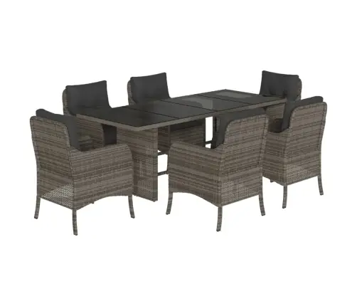 7-Osaline Aiamööbli Komplekt Patjadega, Hall, Polürotang