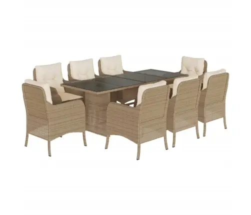 9-Osaline Aiamööbli Komplekt Patjadega, Beež, Polürotang