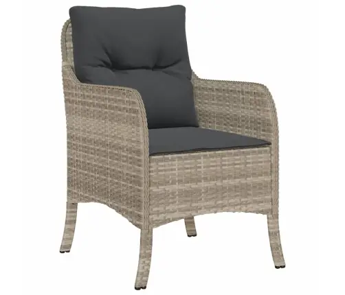 9-Daļīgs Dārza Mēbeļu Komplekts, Matrači,Gaiši Pelēka Pe Pinums Vidaxl