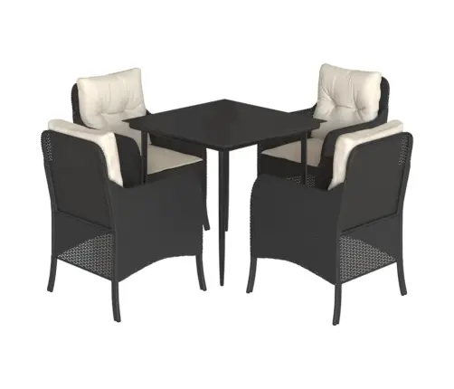 5-Osaline Aiamööbli Komplekt Patjadega, Must, Polürotang