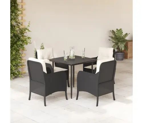 5-Osaline Aiamööbli Komplekt Patjadega, Must, Polürotang