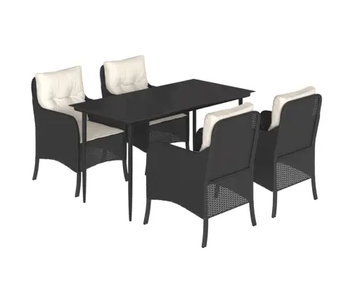 5-Osaline Aiamööbli Komplekt Patjadega, Must, Polürotang
