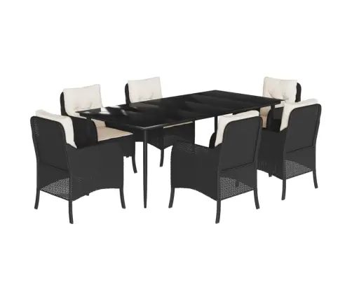 Sodo Komplektas Su Pagalvėlėmis, 7 Dalių, Juodas, Poliratanas