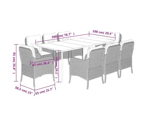 Sodo Komplektas Su Pagalvėlėmis, 9 Dalių, Juodas, Poliratanas