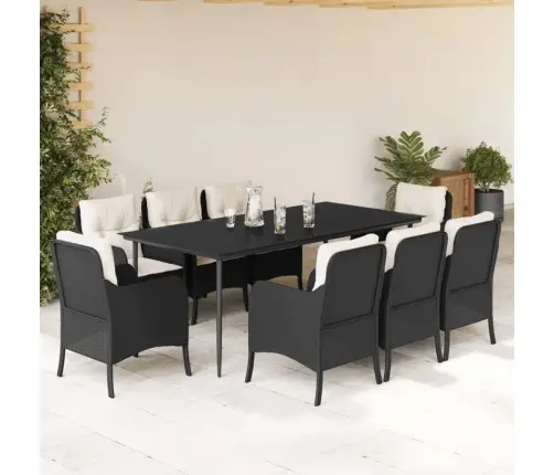 Sodo Komplektas Su Pagalvėlėmis, 9 Dalių, Juodas, Poliratanas