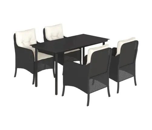 Sodo Komplektas Su Pagalvėlėmis, 5 Dalių, Juodas, Poliratanas