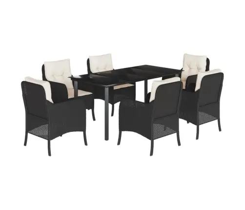 Sodo Komplektas Su Pagalvėlėmis, 7 Dalių, Juodas, Poliratanas