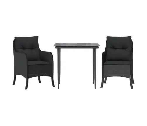 Sodo Komplektas Su Pagalvėlėmis, 3 Dalių, Juodas, Poliratanas