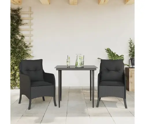 Sodo Komplektas Su Pagalvėlėmis, 3 Dalių, Juodas, Poliratanas