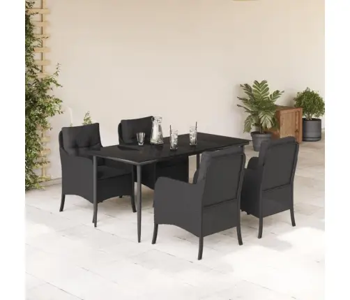 5-Osaline Aiamööbli Komplekt Patjadega, Must, Polürotang