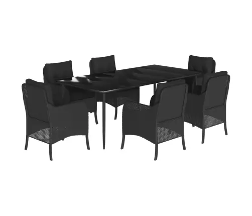 Sodo Komplektas Su Pagalvėlėmis, 7 Dalių, Juodas, Poliratanas