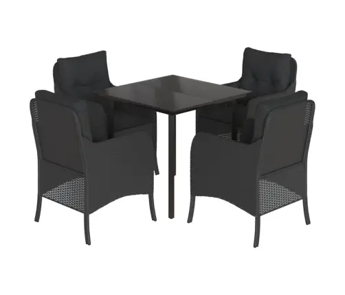 5-Osaline Aiamööbli Komplekt Patjadega, Must, Polürotang