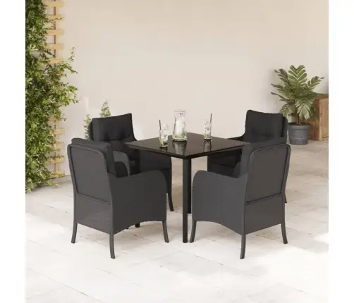 5-Osaline Aiamööbli Komplekt Patjadega, Must, Polürotang