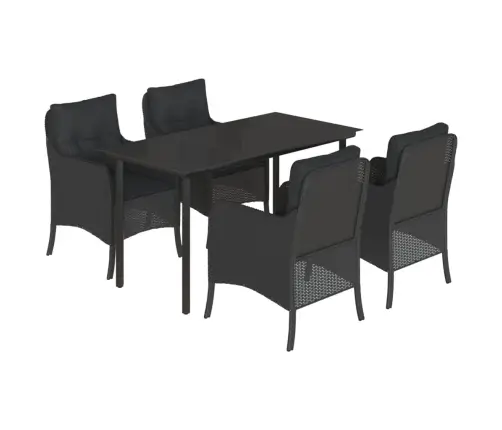 5-Osaline Aiamööbli Komplekt Patjadega, Must, Polürotang