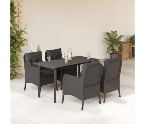 5-Osaline Aiamööbli Komplekt Patjadega, Must, Polürotang