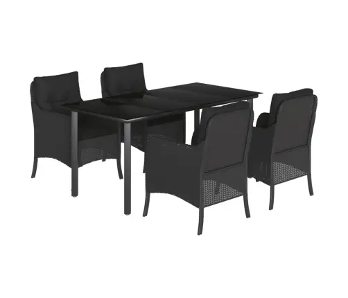 5-Osaline Aiamööbli Komplekt Patjadega, Must, Polürotang