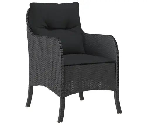 5-Osaline Aiamööbli Komplekt Patjadega, Must, Polürotang