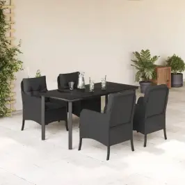 Sodo Komplektas Su Pagalvėlėmis, 5 Dalių, Juodas, Poliratanas