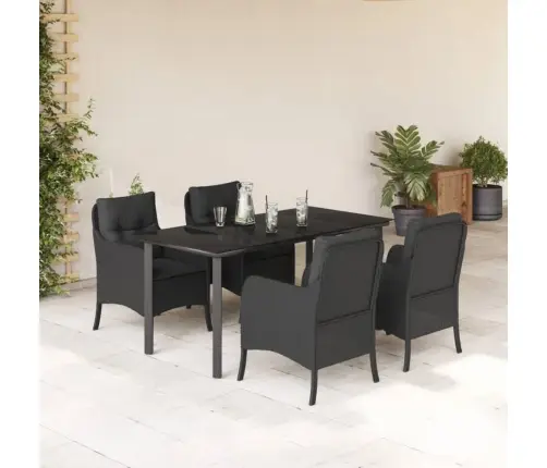 5-Osaline Aiamööbli Komplekt Patjadega, Must, Polürotang