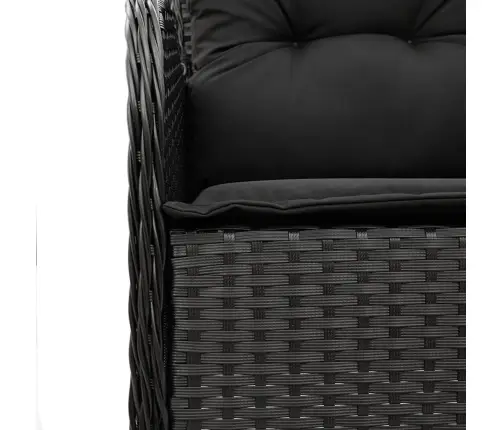 9-Daļīgs Dārza Mēbeļu Komplekts, Matrači, Melns, Pe Rotangpalma Vidaxl
