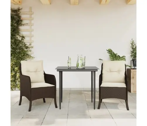 Sodo Komplektas Su Pagalvėlėmis, 3 Dalių, Rudas, Poliratanas