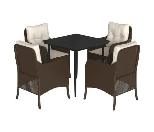 Sodo Komplektas Su Pagalvėlėmis, 5 Dalių, Rudas, Poliratanas