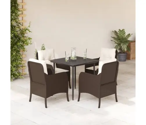 Sodo Komplektas Su Pagalvėlėmis, 5 Dalių, Rudas, Poliratanas