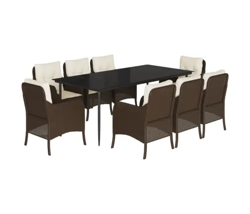 Sodo Komplektas Su Pagalvėlėmis, 9 Dalių, Rudas, Poliratanas