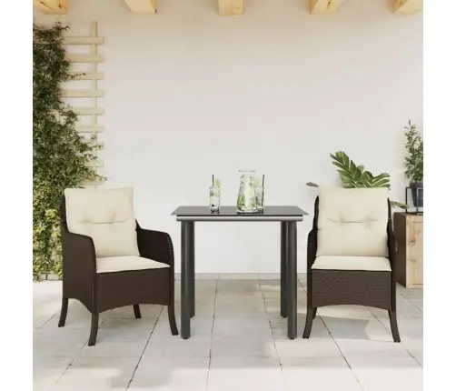 Sodo Komplektas Su Pagalvėlėmis, 3 Dalių, Rudas, Poliratanas