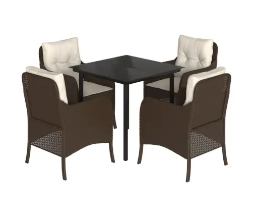 5-Osaline Aia Söögimööbli Komplekt Patjadega, Pruun, Polürotang