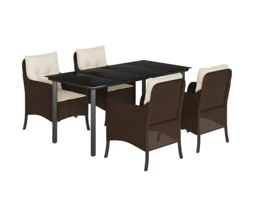 Sodo Komplektas Su Pagalvėlėmis, 5 Dalių, Rudas, Poliratanas