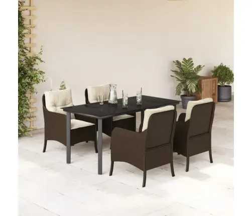 Sodo Komplektas Su Pagalvėlėmis, 5 Dalių, Rudas, Poliratanas