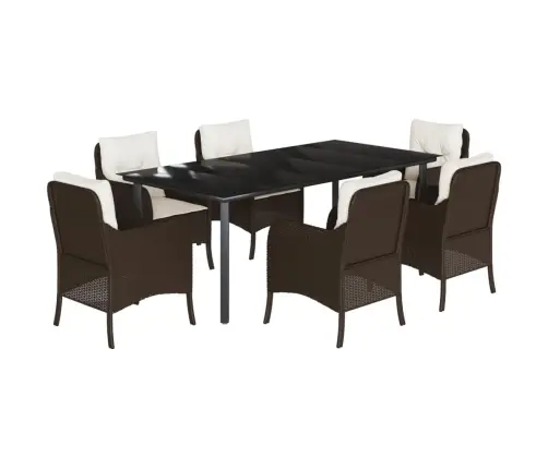 7-Daļīgs Dārza Mēbeļu Komplekts, Matrači, Brūna Pe Rotangpalma Vidaxl