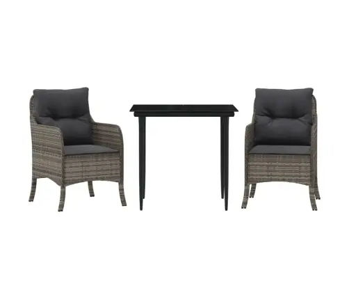 3-Daļīgs Dārza Mēbeļu Komplekts, Matrači, Pelēka Pe Rotangpalma Vidaxl