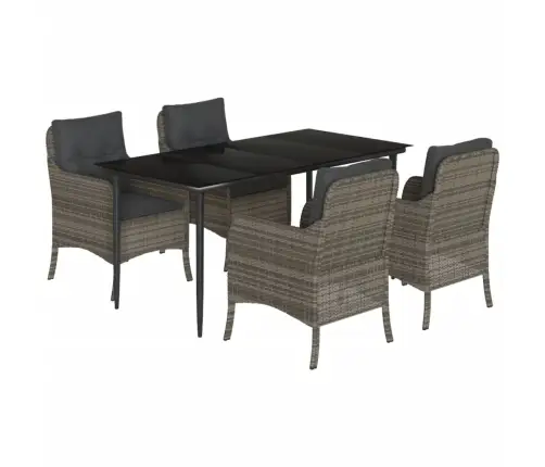 5-Daļīgs Dārza Mēbeļu Komplekts, Matrači, Pelēka Pe Rotangpalma Vidaxl