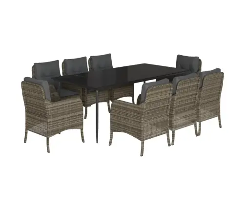 9-Osaline Aiamööbli Komplekt Patjadega, Hall, Polürotang