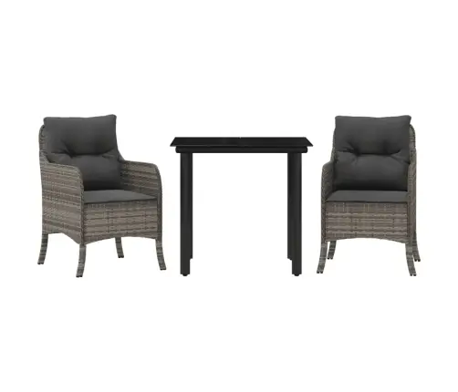 3-Daļīgs Dārza Mēbeļu Komplekts, Matrači, Pelēka Pe Rotangpalma Vidaxl