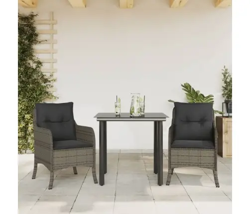 3-Daļīgs Dārza Mēbeļu Komplekts, Matrači, Pelēka Pe Rotangpalma Vidaxl