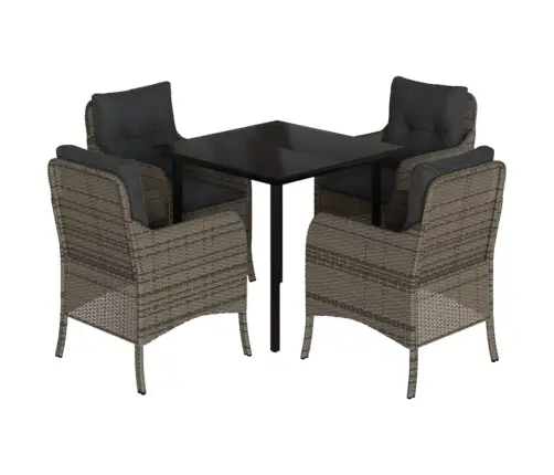 5-Osaline Aiamööbli Komplekt Patjadega, Hall, Polürotang