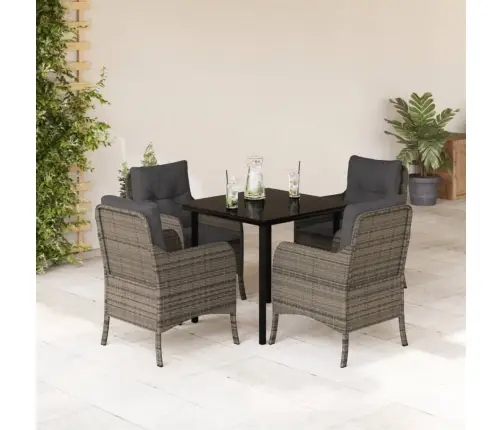 5-Osaline Aiamööbli Komplekt Patjadega, Hall, Polürotang