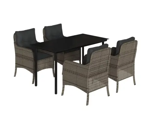 Sodo Komplektas Su Pagalvėlėmis, 5 Dalių, Pilkas, Poliratanas