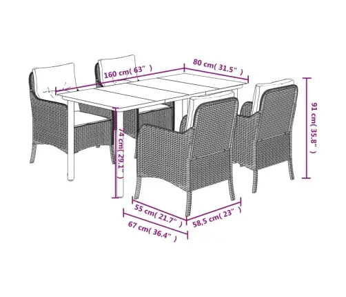 Sodo Komplektas Su Pagalvėlėmis, 5 Dalių, Pilkas, Poliratanas