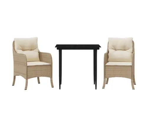 3-Osaline Aiamööbli Komplekt Patjadega, Beež, Polürotang