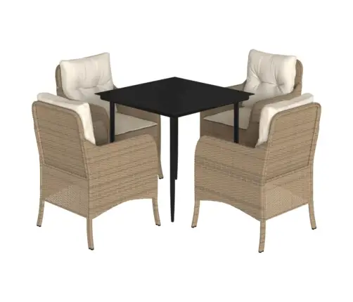 5-Osaline Aiamööbli Komplekt Patjadega, Beež, Polürotang